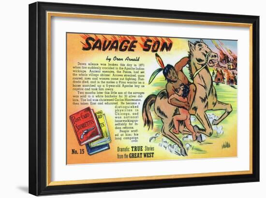 Savage Son Storiette, Native American on Horseback-Lantern Press-Framed Art Print