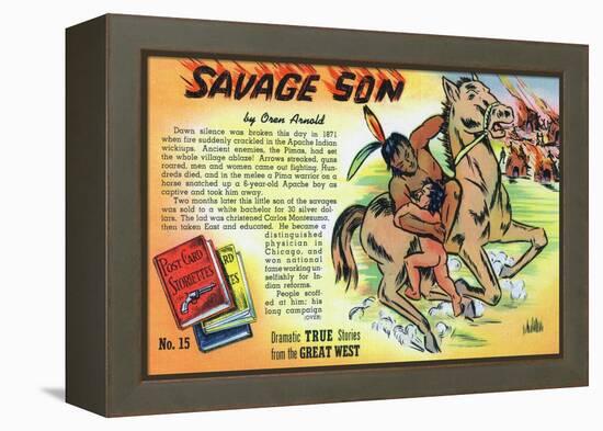 Savage Son Storiette, Native American on Horseback-Lantern Press-Framed Stretched Canvas