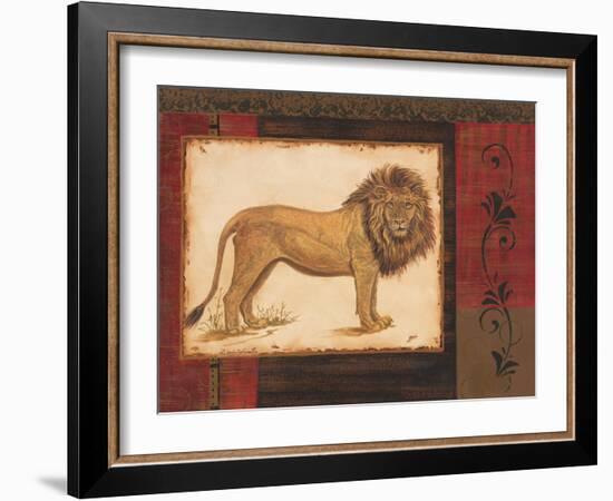 Savanna Lion-Linda Wacaster-Framed Art Print