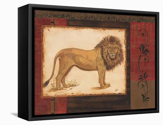 Savanna Lion-Linda Wacaster-Framed Stretched Canvas