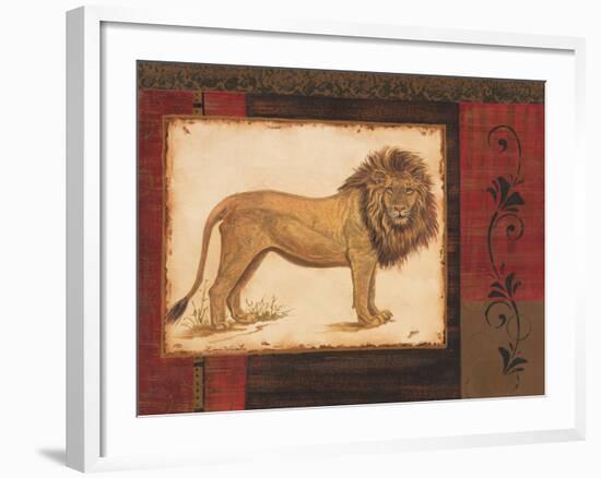 Savanna Lion-Linda Wacaster-Framed Art Print