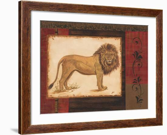 Savanna Lion-Linda Wacaster-Framed Art Print