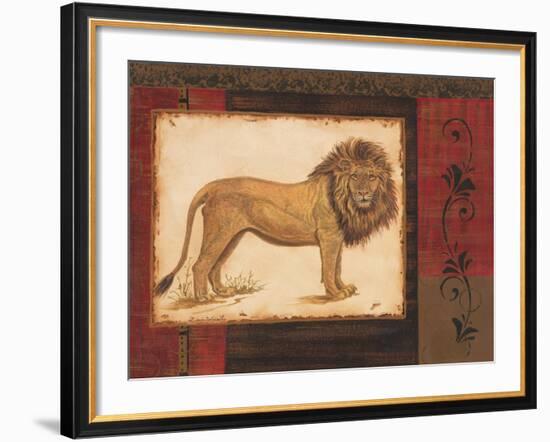 Savanna Lion-Linda Wacaster-Framed Art Print