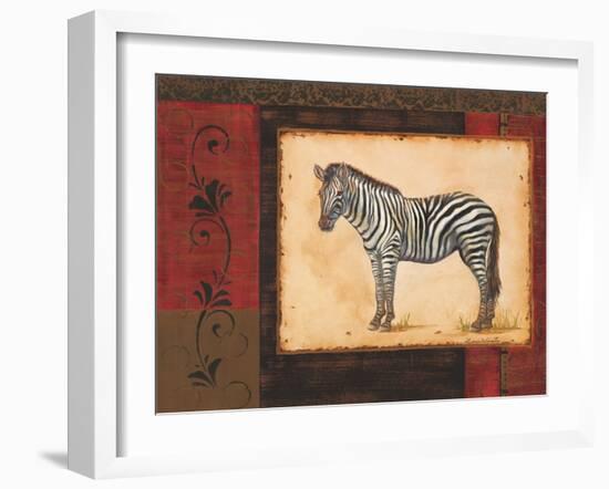 Savanna Zebra-Linda Wacaster-Framed Art Print