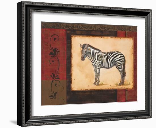 Savanna Zebra-Linda Wacaster-Framed Art Print