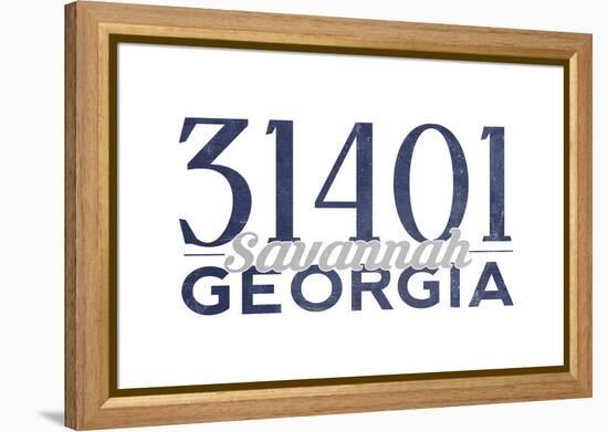 Savannah, Georgia - 31401 Zip Code (Blue)-Lantern Press-Framed Stretched Canvas