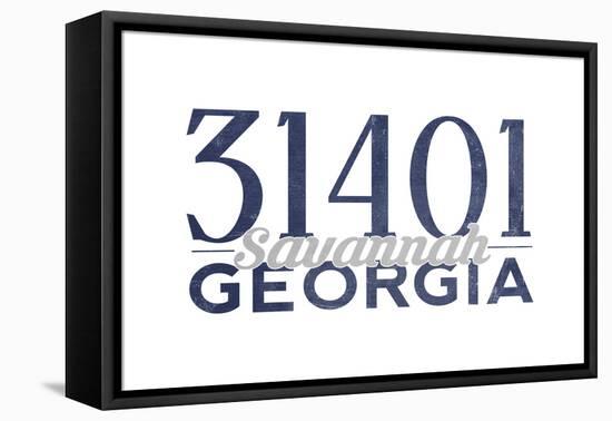 Savannah, Georgia - 31401 Zip Code (Blue)-Lantern Press-Framed Stretched Canvas