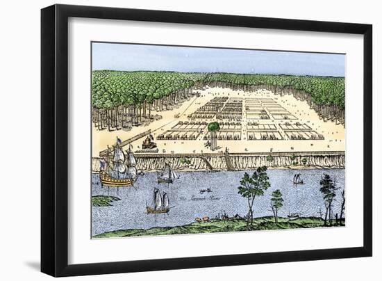 Savannah, Georgia, as Established by James Oglethorpe, 1741-null-Framed Giclee Print