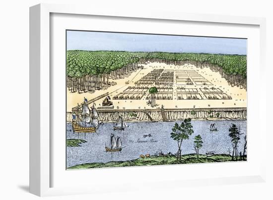 Savannah, Georgia, as Established by James Oglethorpe, 1741-null-Framed Giclee Print