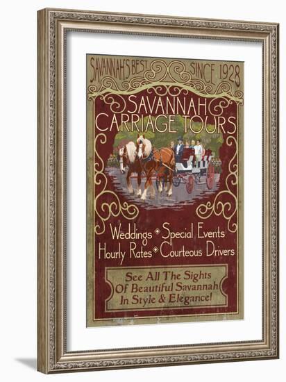 Savannah, Georgia - Carriage Tours-Lantern Press-Framed Art Print