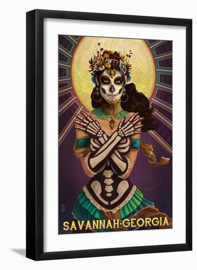 Savannah, Georgia - Day of the Dead Crossbones-Lantern Press-Framed Art Print