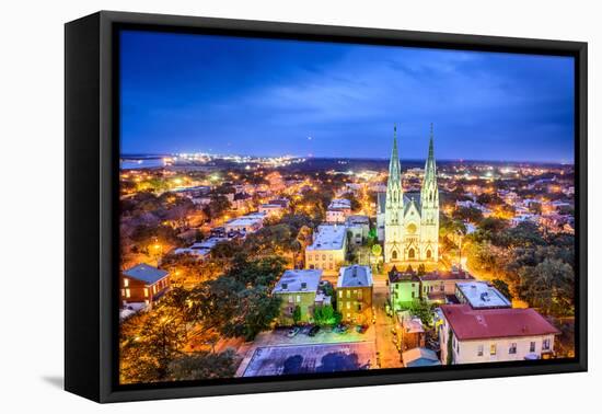 Savannah, Georgia Downtown Skyline at the Cathedral.-SeanPavonePhoto-Framed Premier Image Canvas