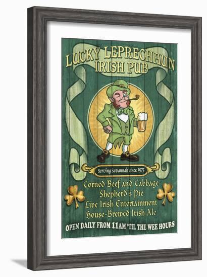 Savannah, Georgia - Leprechaun Irish Pub-Lantern Press-Framed Art Print
