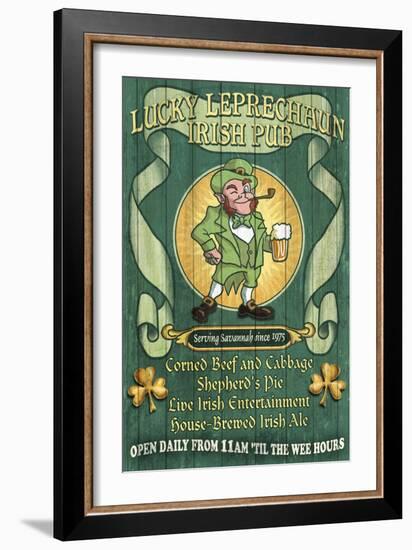 Savannah, Georgia - Leprechaun Irish Pub-Lantern Press-Framed Art Print