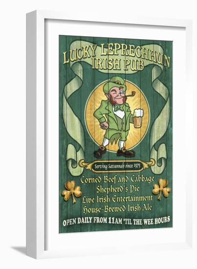 Savannah, Georgia - Leprechaun Irish Pub-Lantern Press-Framed Art Print