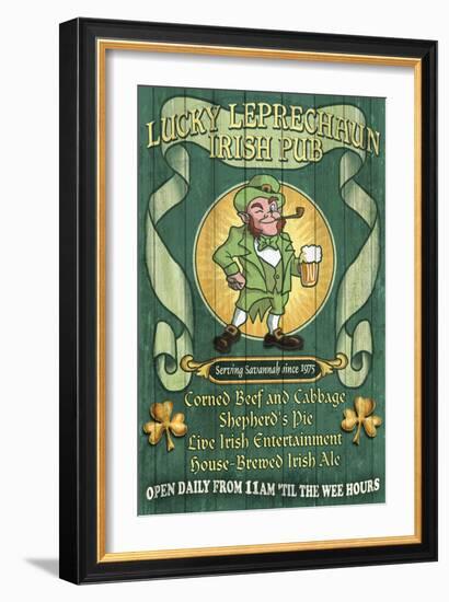 Savannah, Georgia - Leprechaun Irish Pub-Lantern Press-Framed Art Print