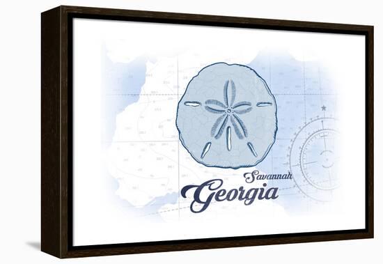 Savannah, Georgia - Sand Dollar - Blue - Coastal Icon-Lantern Press-Framed Stretched Canvas