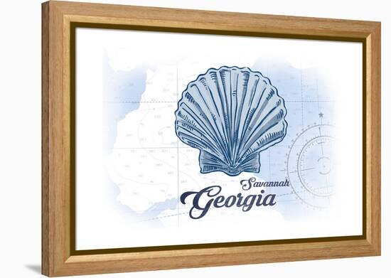 Savannah, Georgia - Scallop Shell - Blue - Coastal Icon-Lantern Press-Framed Stretched Canvas