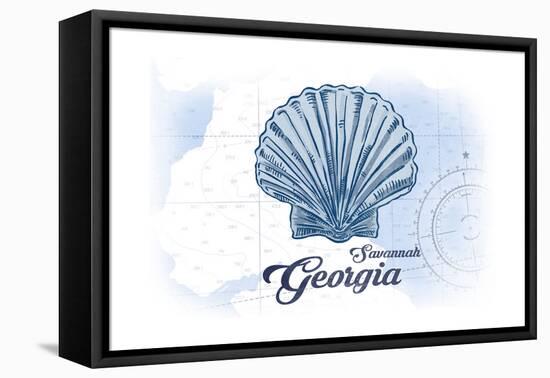 Savannah, Georgia - Scallop Shell - Blue - Coastal Icon-Lantern Press-Framed Stretched Canvas