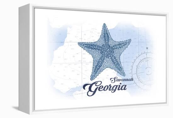 Savannah, Georgia - Starfish - Blue - Coastal Icon-Lantern Press-Framed Stretched Canvas