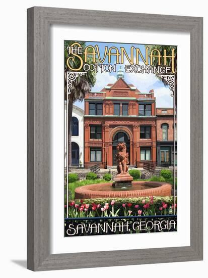 Savannah, Georgia - The Cotton Exchange-Lantern Press-Framed Art Print