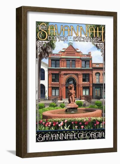 Savannah, Georgia - The Cotton Exchange-Lantern Press-Framed Art Print