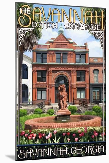 Savannah, Georgia - The Cotton Exchange-Lantern Press-Mounted Art Print