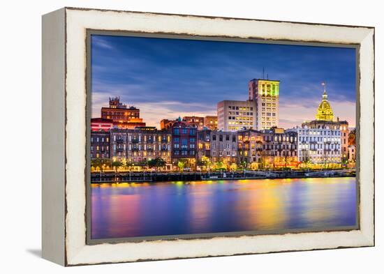 Savannah, Georgia, USA Downtown Skyline.-SeanPavonePhoto-Framed Premier Image Canvas