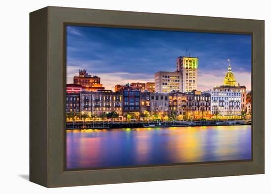 Savannah, Georgia, USA Downtown Skyline.-SeanPavonePhoto-Framed Premier Image Canvas