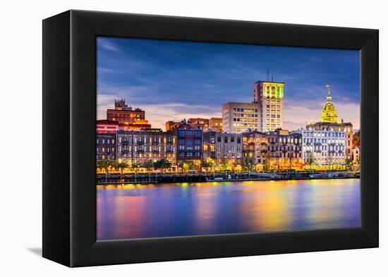 Savannah, Georgia, USA Downtown Skyline.-SeanPavonePhoto-Framed Premier Image Canvas