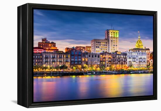 Savannah, Georgia, USA Downtown Skyline.-SeanPavonePhoto-Framed Premier Image Canvas