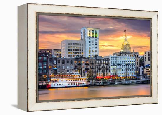 Savannah, Georgia, USA Riverfront Skyline.-SeanPavonePhoto-Framed Premier Image Canvas