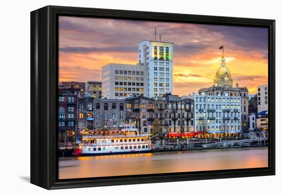 Savannah, Georgia, USA Riverfront Skyline.-SeanPavonePhoto-Framed Premier Image Canvas