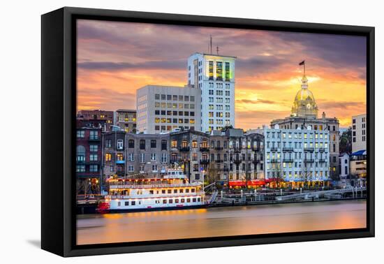 Savannah, Georgia, USA Riverfront Skyline.-SeanPavonePhoto-Framed Premier Image Canvas