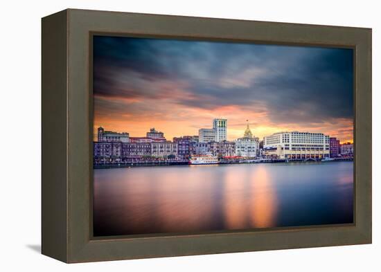 Savannah, Georgia, USA Riverfront Skyline.-SeanPavonePhoto-Framed Premier Image Canvas