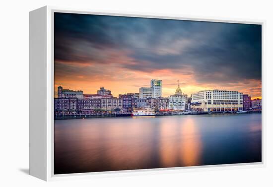 Savannah, Georgia, USA Riverfront Skyline.-SeanPavonePhoto-Framed Premier Image Canvas