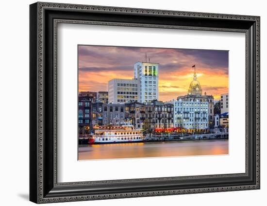 Savannah, Georgia, USA Riverfront Skyline.-SeanPavonePhoto-Framed Photographic Print