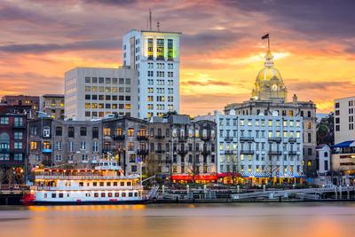 Savannah Georgia Usa Riverfront Skyline Photographic Print Seanpavonephoto Art Com