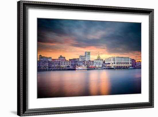 Savannah, Georgia, USA Riverfront Skyline.-SeanPavonePhoto-Framed Photographic Print