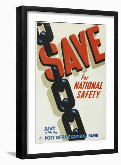 Save for National Safety, Bank with the Post Office Savings Bank-Frank Newbould-Framed Art Print