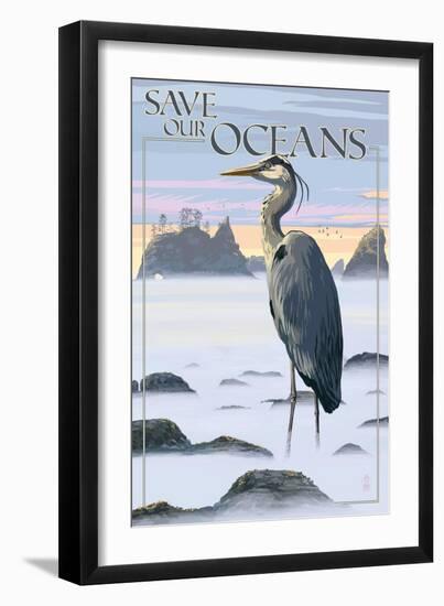 Save Our Oceans - National Park WPA Sentiment-Lantern Press-Framed Art Print