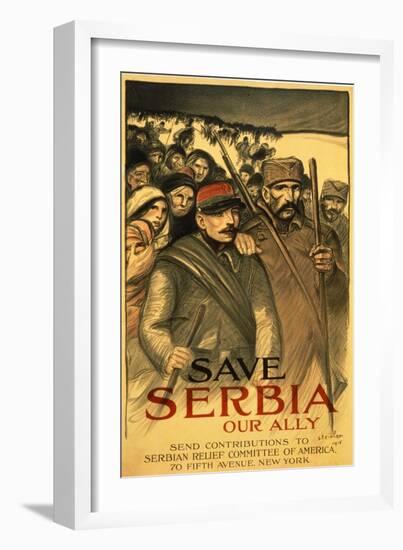 Save Serbia Our Ally, Send Contributions to Serbian Relief Committee of America, Pub. France, 1916-Théophile Alexandre Steinlen-Framed Giclee Print