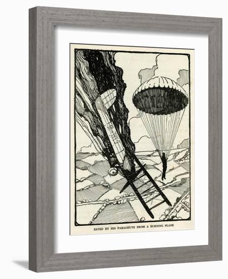 Saved by Parachute from a Burning Plane-null-Framed Art Print
