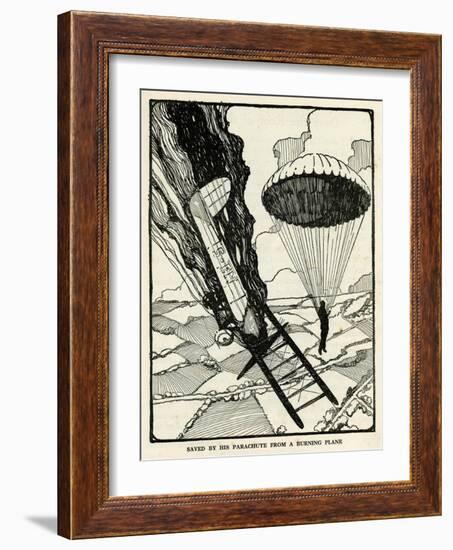 Saved by Parachute from a Burning Plane-null-Framed Art Print