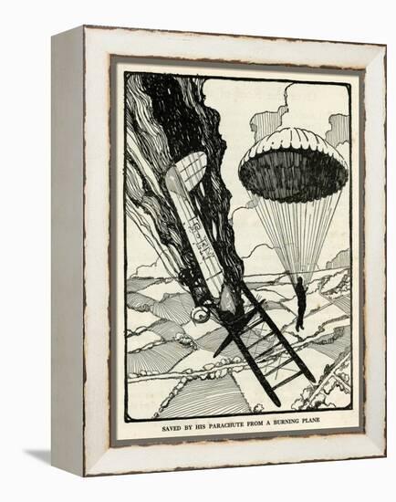 Saved by Parachute from a Burning Plane-null-Framed Stretched Canvas