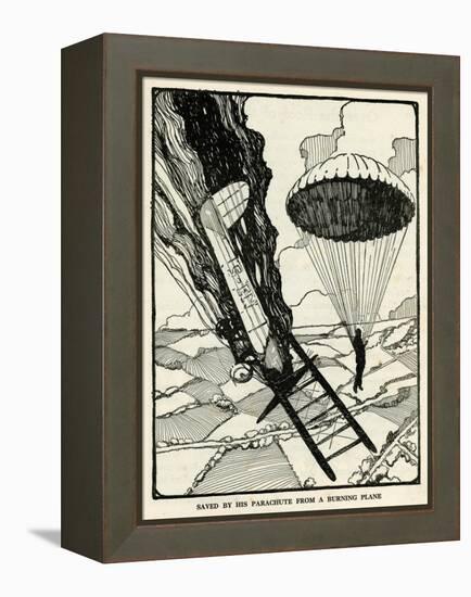 Saved by Parachute from a Burning Plane-null-Framed Stretched Canvas