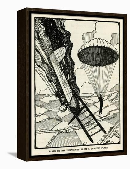 Saved by Parachute from a Burning Plane-null-Framed Stretched Canvas