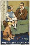 Daddy, What Did YOU Do in the Great War ?' a Patriotic Poster Depicting a Father and Is Family-Savile Lumley-Framed Premier Image Canvas