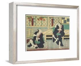 Sawamura Tossho II as Kinohei and Ichimura Kakitsu I as Kippei, May 1865-Toyohara Kunichika-Framed Giclee Print