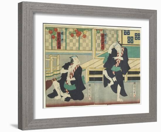 Sawamura Tossho II as Kinohei and Ichimura Kakitsu I as Kippei, May 1865-Toyohara Kunichika-Framed Giclee Print